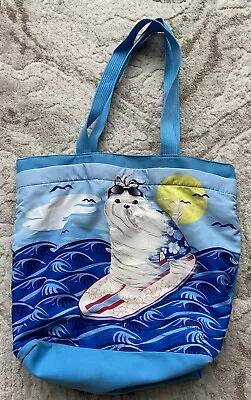 Large Beach Tote Bag With Hand Painted Maltese Dog - Divided With 2 Sections • $16.99