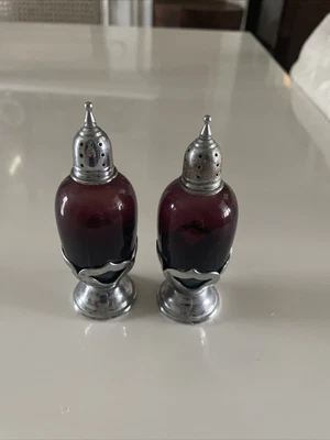 $17 • Buy Vintage Krome Kraft Farber Bros Purple Glass Salt And Pepper Shakers 