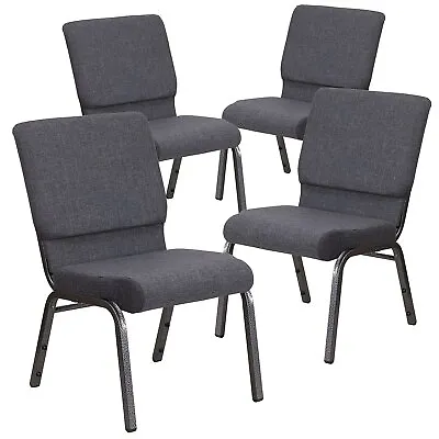 Flash Furniture HERCULES Series Fabric Church Stacking Chair Dark Gray/Silver • $336.43