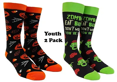 Youth Halloween Socks Funny Zombie Pumpkin Scary Footwear • £4.02