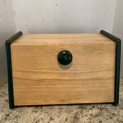 Vintage Bread Box Wood Drop Front Green Accented. 16”x10” By 8” Deep On Onside • $24.95