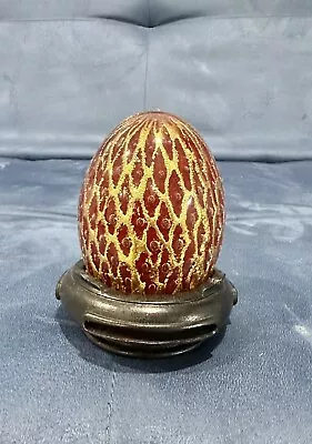 Murano Royal Red & Gold Web With Bullicante Art Glass Egg Shaped Paper Weight • $50