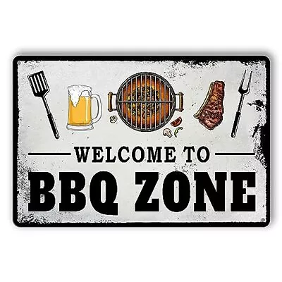 BBQ Tin Sign Vintage BBQ Metal Signs Grilling Signs Bbq Zone Metal Tin Signs • $14.16