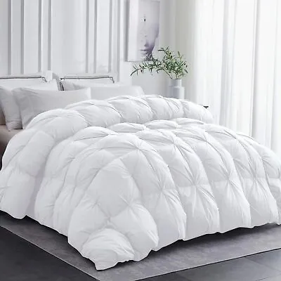 $99.99 • Buy SNOWMAN Soft Warm Duvet Goose Down Comforter King Size 100% Cotton White/Gray