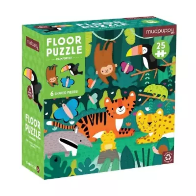 (6A) Mudpuppy Rainforest 25 Piece Floor Puzzle W/ Shap HBOOK NEW • $19.57