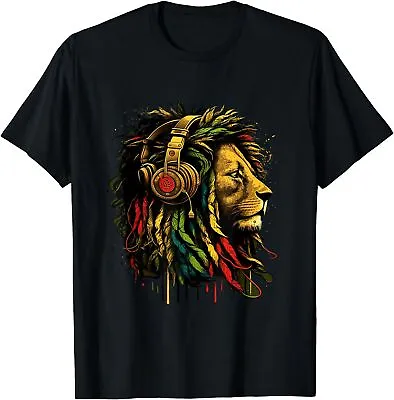 NEW LIMITED Rasta Reggae Music Headphone Jamaican Lion Men T-Shirt - MADE IN USA • $22.99