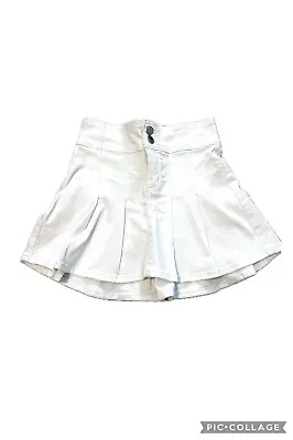 Abercrombie Fitch Girls Kids Denim White Skirt Pleated  Size 7/8 • $10