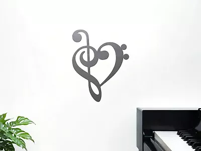 BASS TREBLE HEART -- Metal Music Room Wall Art Decor Sign Musical Note Love • $20