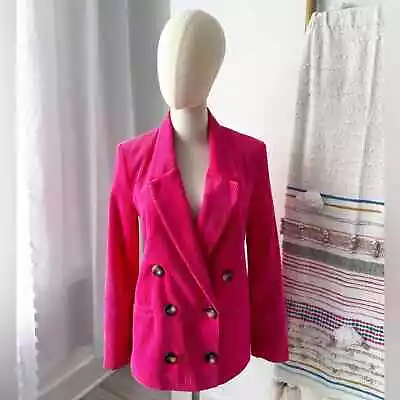 Zara Fuchsia Corduroy Double-Breasted Blazer Jacket Women’s Size Small-Medium • $54.97