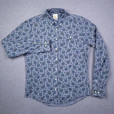 GANT Michael Bastian Button Down Shirt Large Blue Paisley L/S Size Mens • $14.98