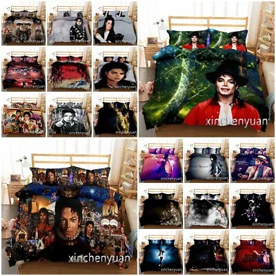 3D Michael Jackson Bedding Set Quilt Duvet Cover Pillowcase Single Double Gifts • £39.59