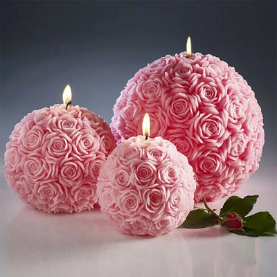 £3.64 • Buy Rose Ball Shaped DIY Silicone Candle Mold Aromatherapy Candle Soap Wax Moulds UK