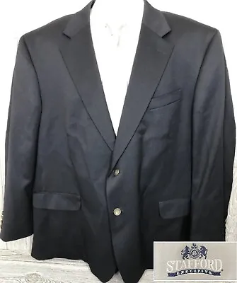 Stafford Mens Navy Wool Blazer W/Metal Buttons Sz 50R (t18) • $50