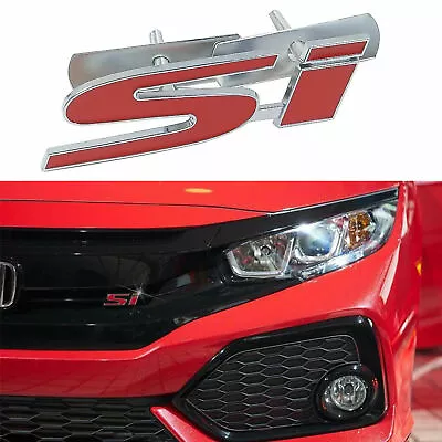 3D SI Red Chrome Bolt On Front Grill Emblem Decal Logo Badge For All Civic • $10.88