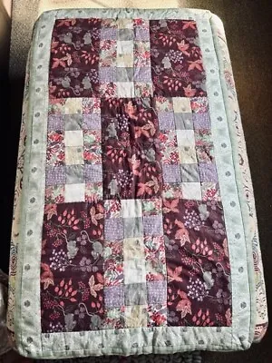 Small Vintage Cotton Patchwork Quilt Mouse Woodland Picnic Lap Cot Hand Made Old • £9