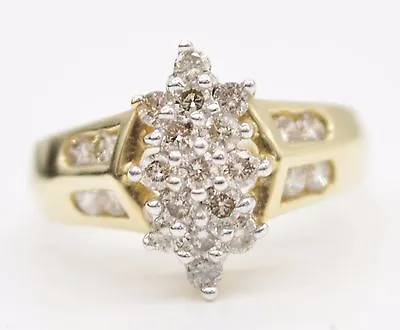 $624.59 • Buy #JE358 10K Women's Yellow Gold 1.00ct  Diamond Cluster Ring Size 7 1/2