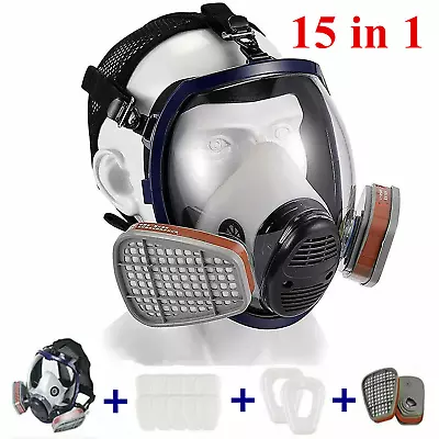 6800 Gas Mask Full Face Chemical Spray Painting Respirator Vapour Air Filter • £19.99