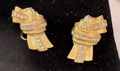 Givenchy Paris New York Clip Rhinestone Earrings Dated 1980 • $27