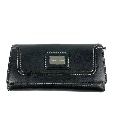 Michael Kors Wallet Brookville Carryall Black Leather Clutch Organizer • $39.96