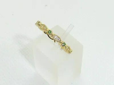 Ladies 9 Carat Gold On 925 Sterling Silver Emerald White Sapphire Eternity Ring • £19.99