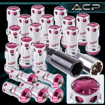 JDM VIP 20 Pieces Lug Nuts Set M12 X 1.5mm Thread Pitch Locking Key Chrome Pink • $25.99