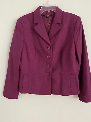 Chadwicks Womens Size 14 Magenta Purple Wool Blend Shorter Length Button Blazer • £29.80