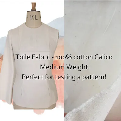 Unbleached Calico Fabric - Toile - Ideal For Testing Your Designs - 1 Meter • £6.99