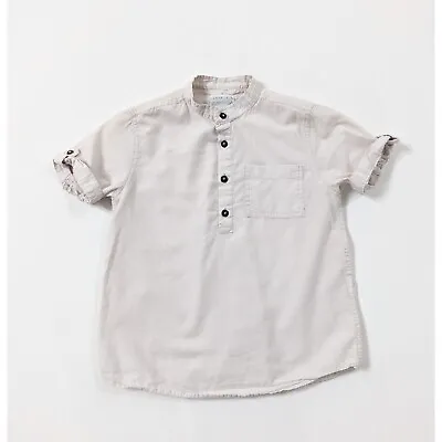 Zara Boys Mao Collar Short Sleeve Shirt Size 4-5 Years • $13.99