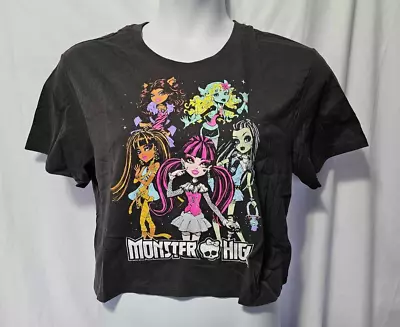 Women's Size XL Monster High Cropped Short Sleeve Graphic T-Shirt Black • $7.97