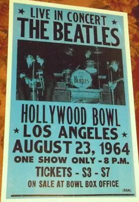 $49.99 • Buy THE BEATLES HOLLYWOOD BOWL LA 1964 60S  CONCERT POSTER California John Lennon +3