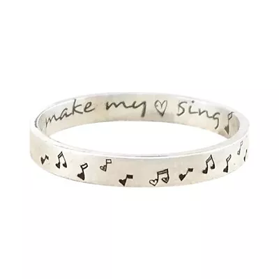 Vintage Womens Rings Silver Round Musical Music Note Ring Mood Ring Size • £4.10