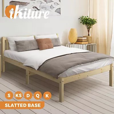 $125.91 • Buy Oikiture Bed Frame Queen Double King Single Wooden Mattress Base Timber