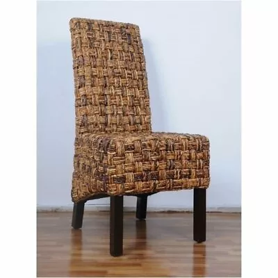 Bowery Hill 40 H Coastal Wicker / Rattan Dining Chair In Brown (Set Of 2) • $312.99