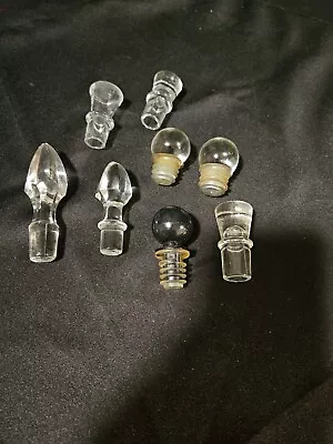 Lot Of 8 Assorted Vintage Glass Cruet / Decanter Bottle Stoppers • $24