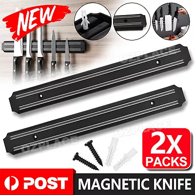 2X Magnetic Knife Rack Magnet Wall Mount Holder Strip Utensil Shelf Kitchen Tool • $10.95