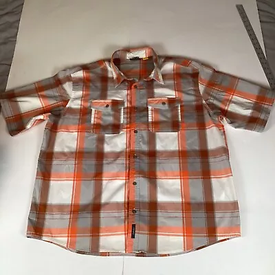 Cabelas Mens Button Up Size XXL Top Short Sleeve Collared Comfort Plaid • $11.95