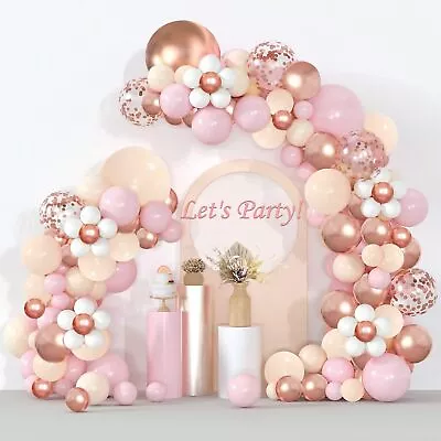 Rose Gold Balloon Garland Arch Kit 133pcs Metallic Rose Gold Balloons Pastel • $15