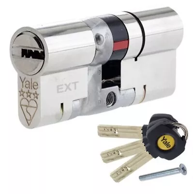 Yale Platinum 3 Star Euro Cylinder 50/35 3 Keys Nickel Anti-Snap (B) • £17.99