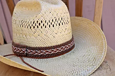 Resistol Stagecoach Western Men's Straw Hat Oval Crown Cattleman Profile Vintage • $63.99