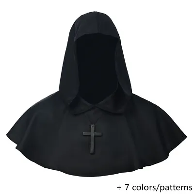 Medieval Friar Cowl Hat Party Monk Priest Pagan Cosplay Costume Hooded Cloak Hat • £8.39