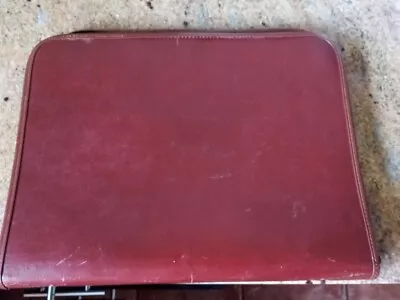 Vintage Brown Leather 3 Ring Binder With Zipper & 2 Large Pockets • $19.69