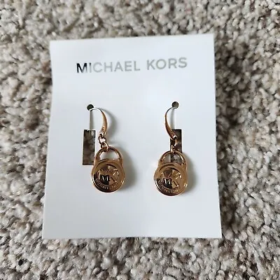 Michael Kors Rose Gold Pad Lock Dangle Earrings MKJ2959791 • $39.95