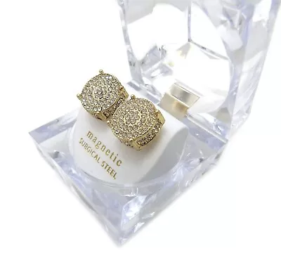 Iced Hip Hop Cubic Zirconia Rapper 7 Type Gold Plated Magnetic Earring Earrings • $16.99