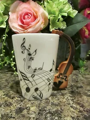 NEW Guitar Handle Music Porcelain Coffee / Tea Mug  Musical Notes  • $7.99