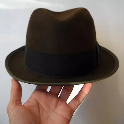 Vintage Lucien De Brabant Et Frere Brown W/black Ribbon Fedora Hat 6811 Size 7 • $31.95