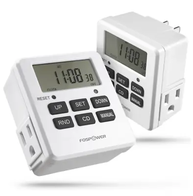 FOSPOWER 2-Pack 7-Day Programmable Electric Digital Timer Dual Outlet Plug-E1204 • $19.95