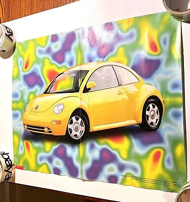 Groovy Yellow Volkswagen Beetle VW Bug Scholastic Classroom 1999 Poster 22” X 17 • $8