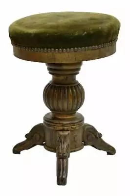 Antique Stool  Swivel  Victorian Parcel Gilt Painted Piano Or Vanity1800's! • $472.34