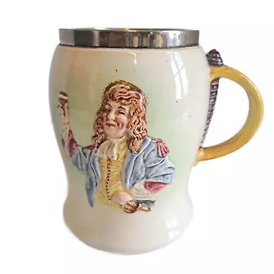 Vintage  Musical Pottery Tankard  With Silver Plated Rim Happy Birthday Tune • £35