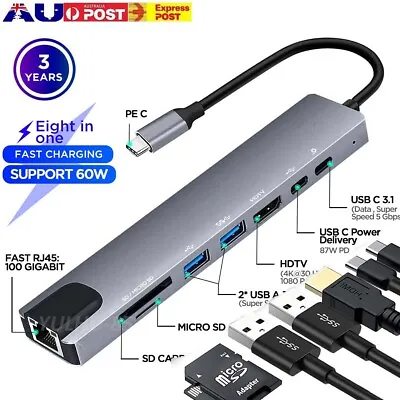 7 / 8-in-1 USB-C Hub Adapter Type-C Hub HDMI For MacBook Pro Air IPad Pro Laptop • $12.99